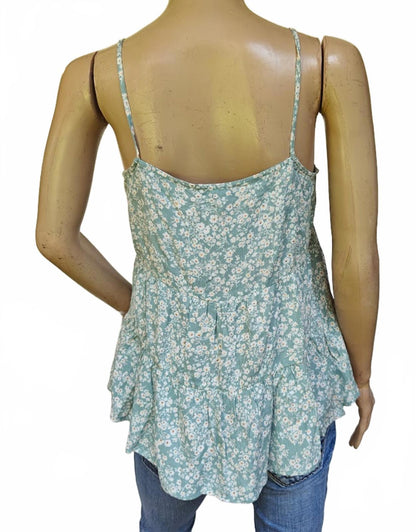 Paper Crane Floral Button Cami Tank Top Size XS