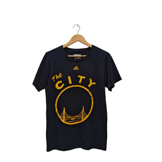 Adidas Golden State Warriors “The City” T-Shirt Black/Gold NBA Graphic Tee