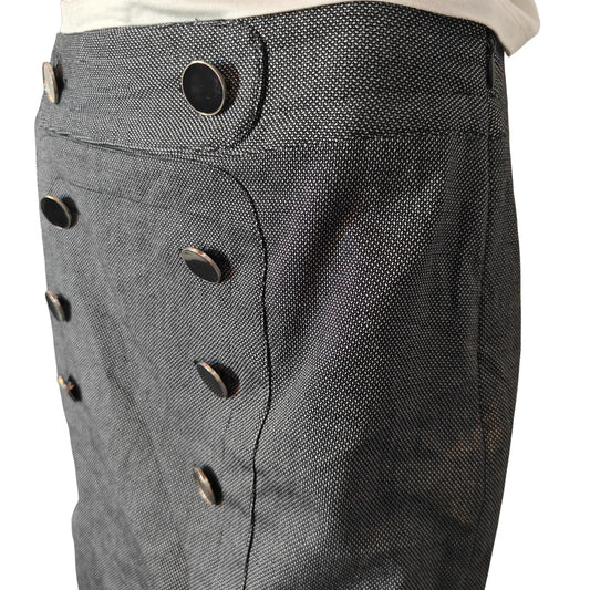 Ann Taylor LOFT Navy Button-Front Pencil Skirt Size 6 Lined Career Office