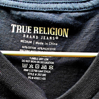 True Religion Graphic Logo Tee “Fashion for the Senses” Horseshoe 2002 – Black Crewneck T-Shirt