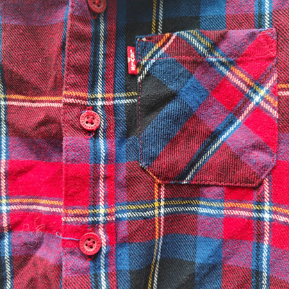Levi’s Kids Flannel Shirt Red Blue Plaid Size S 4-5Y Button Front Warm Cozy Soft
