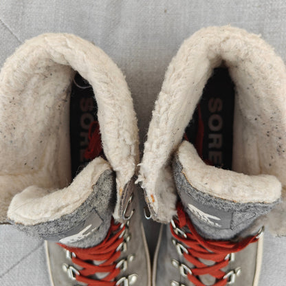 Sorel Out ’N About Conquest Waterproof Suede Shearling Boots, Gray