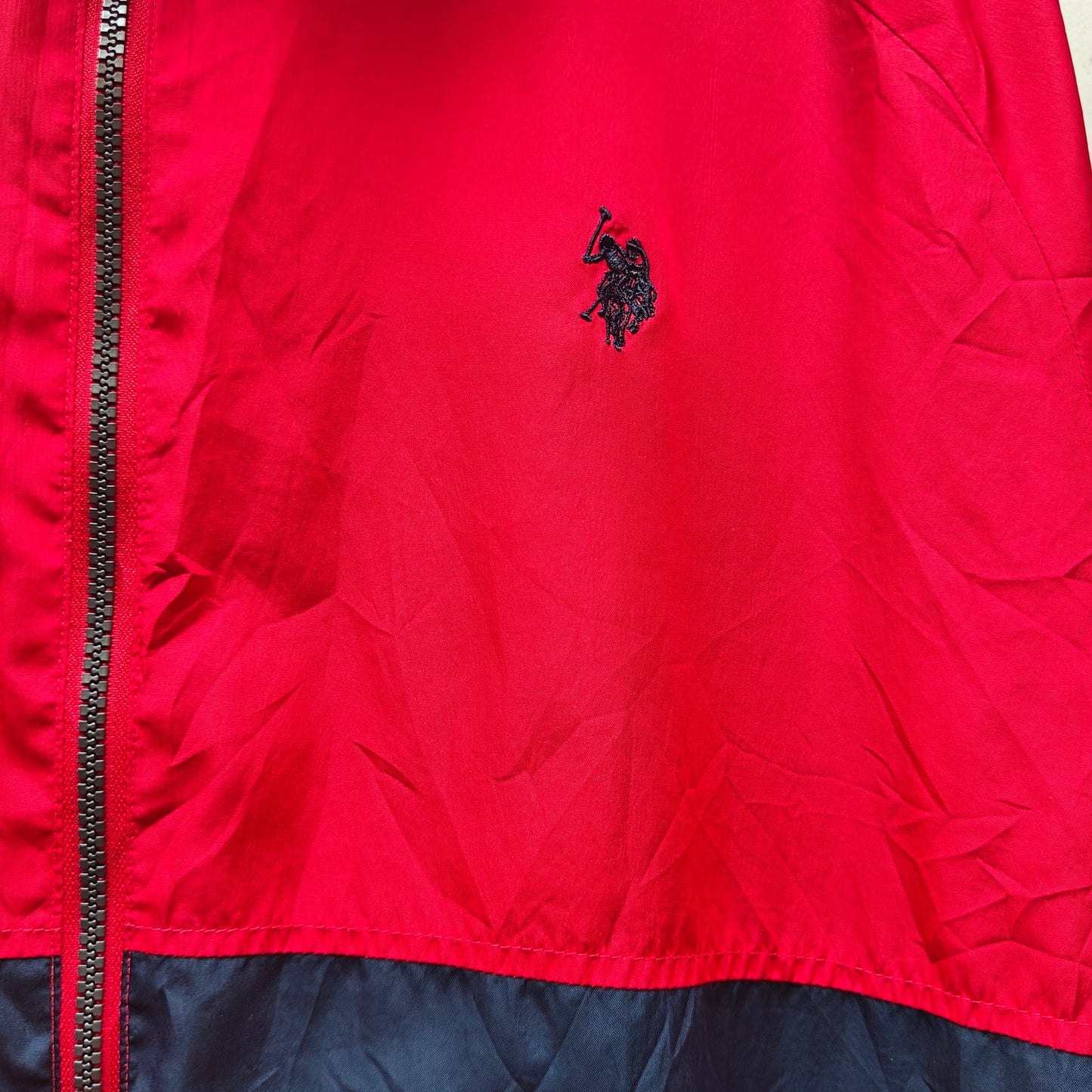 U.S. Polo Assn. Colorblock Hooded Windbreaker Jacket Red/Navy