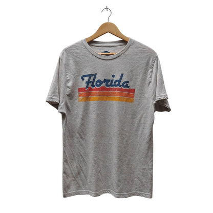 Home Free Tri-Blend “Florida” Retro Stripe Graphic Tee Heather Gray Men’s M (Unisex) Soft Crewneck T-Shirt