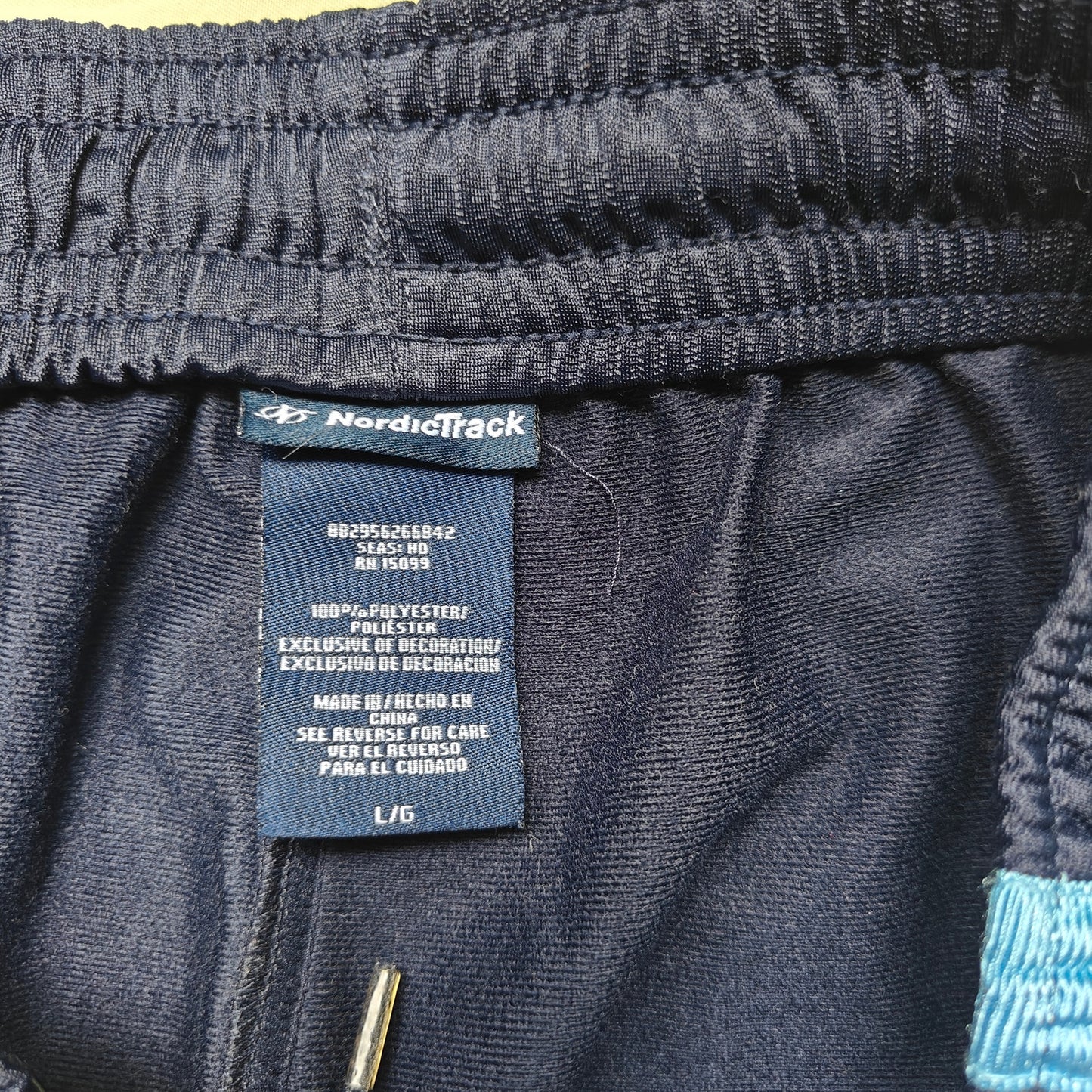NordicTrack Navy Track Pants Men’s Large L – Side-Stripe Warm-Up Athletic Pants, Elastic Waist
