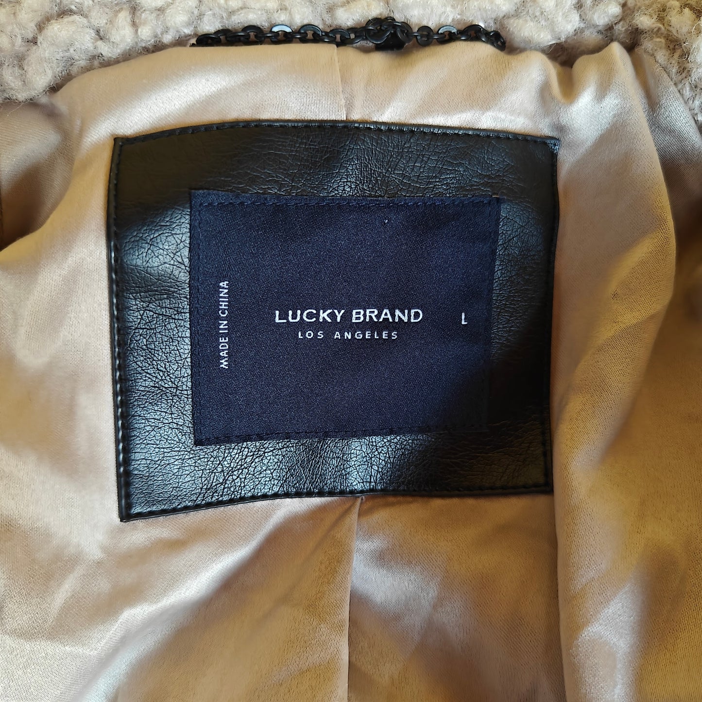 Lucky Brand Teddy Sherpa Coat Tan Faux Shearling, Size L