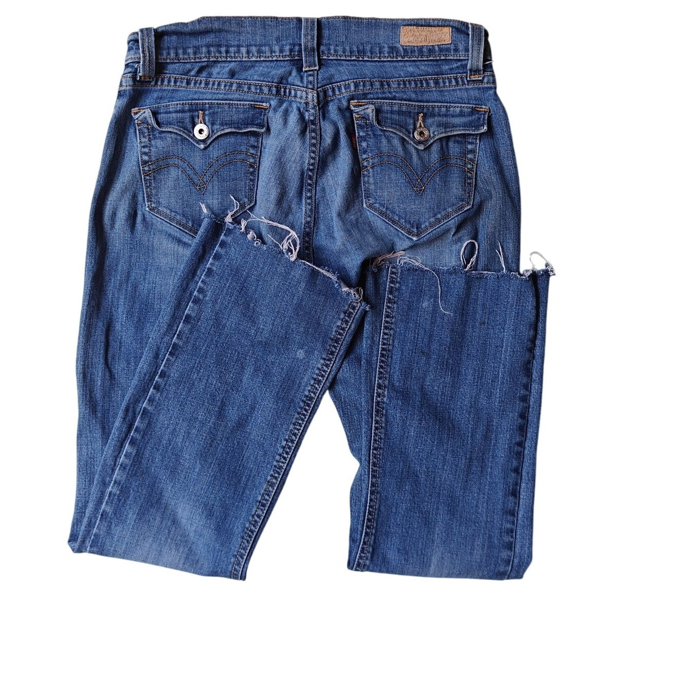 Levi’s 542 Bootcut Jeans Size 10 Medium Wash Raw Hem Stretch Denim