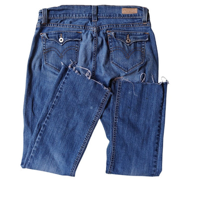 Levi’s 542 Bootcut Jeans Size 10 Medium Wash Raw Hem Stretch Denim