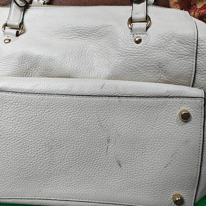 Coach Pebbled Leather Zip-Top Tote Bag – Chalk/Off-White, Gold Hardware, Front Zip Pocket & Hangtag