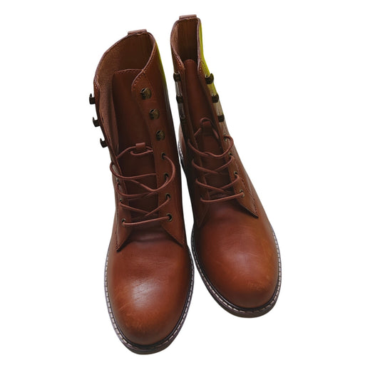 Madewell Brown Leather Lace-Up Combat Ankle Boots Women’s Size 10 Minimalist