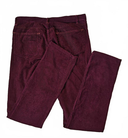 APC Burgundy Corduroy Straight Leg Pants - Size 30