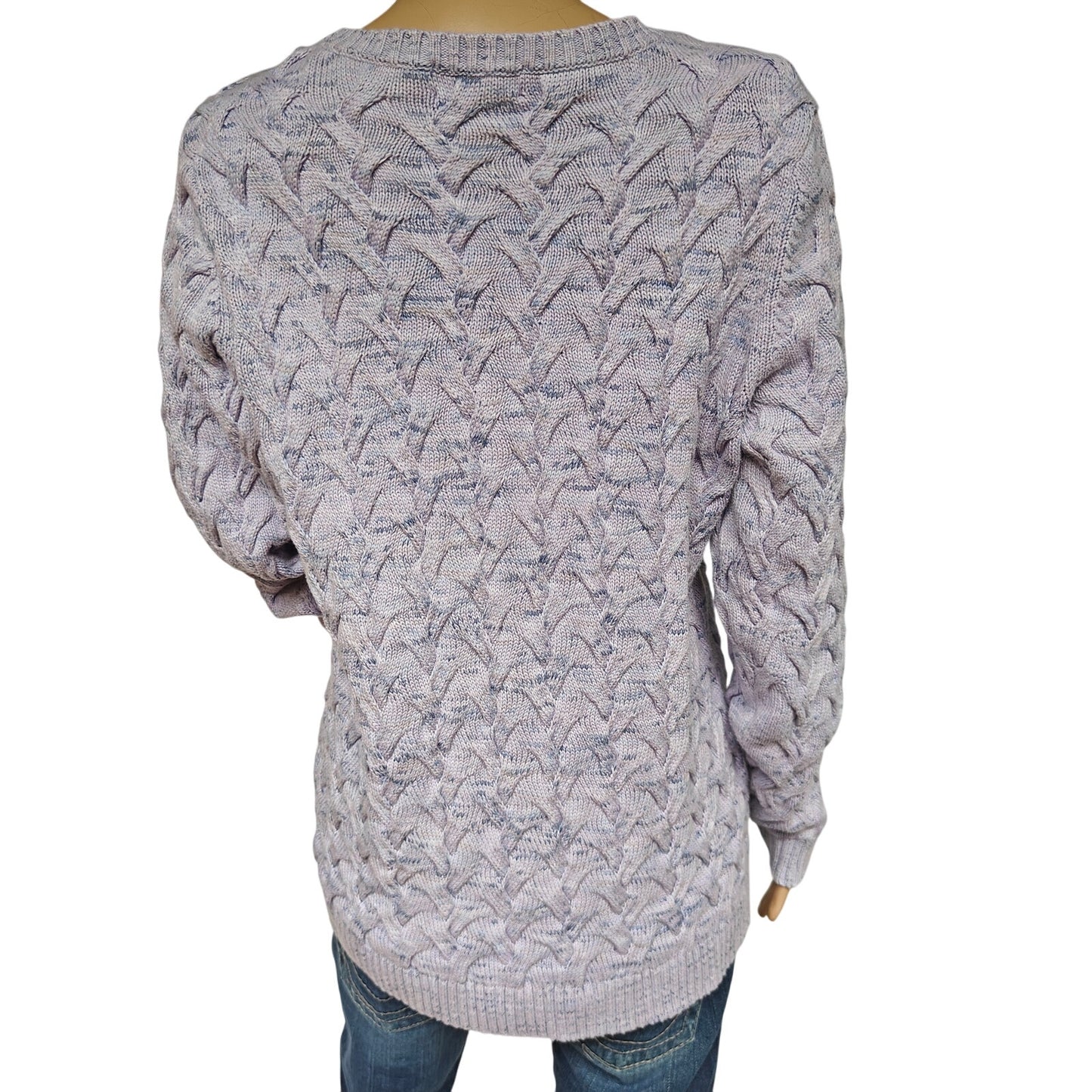 Lands’ End Drifter Cable Knit Sweater Girls L 14/16 Lavender 100% Cotton