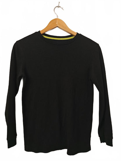Old Navy Black Waffle Knit Long Sleeve Black Shirt