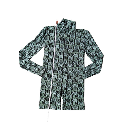 Urban Outfitters Retro Patterned Long Sleeve Zipper Onepiece Romper S