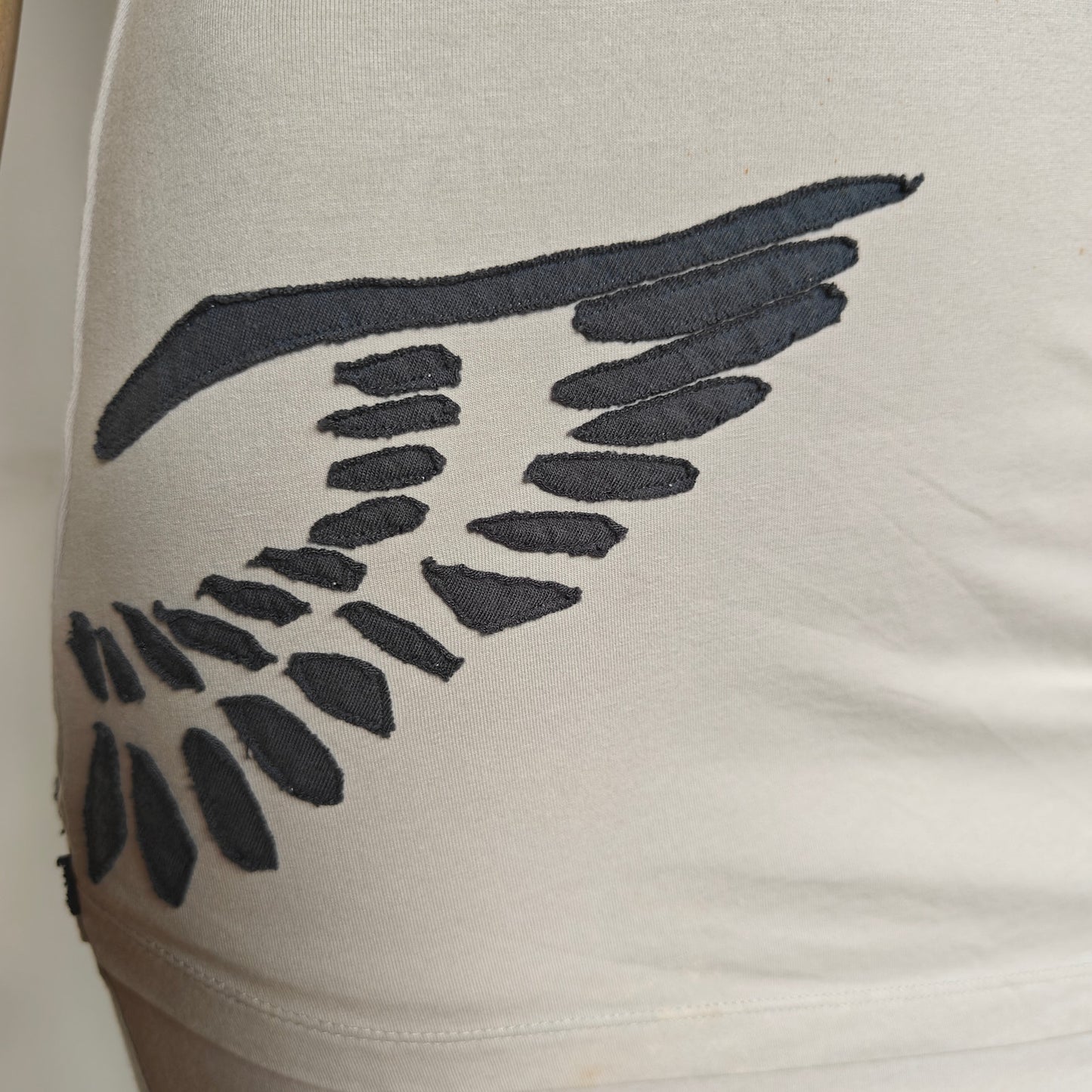 Synergy Organic Cotton Wing Print Tank Dress Sz S Gray Bodycon Midi