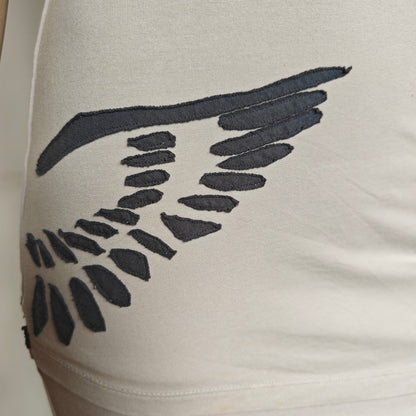 Synergy Organic Cotton Wing Print Tank Dress Sz S Gray Bodycon Midi