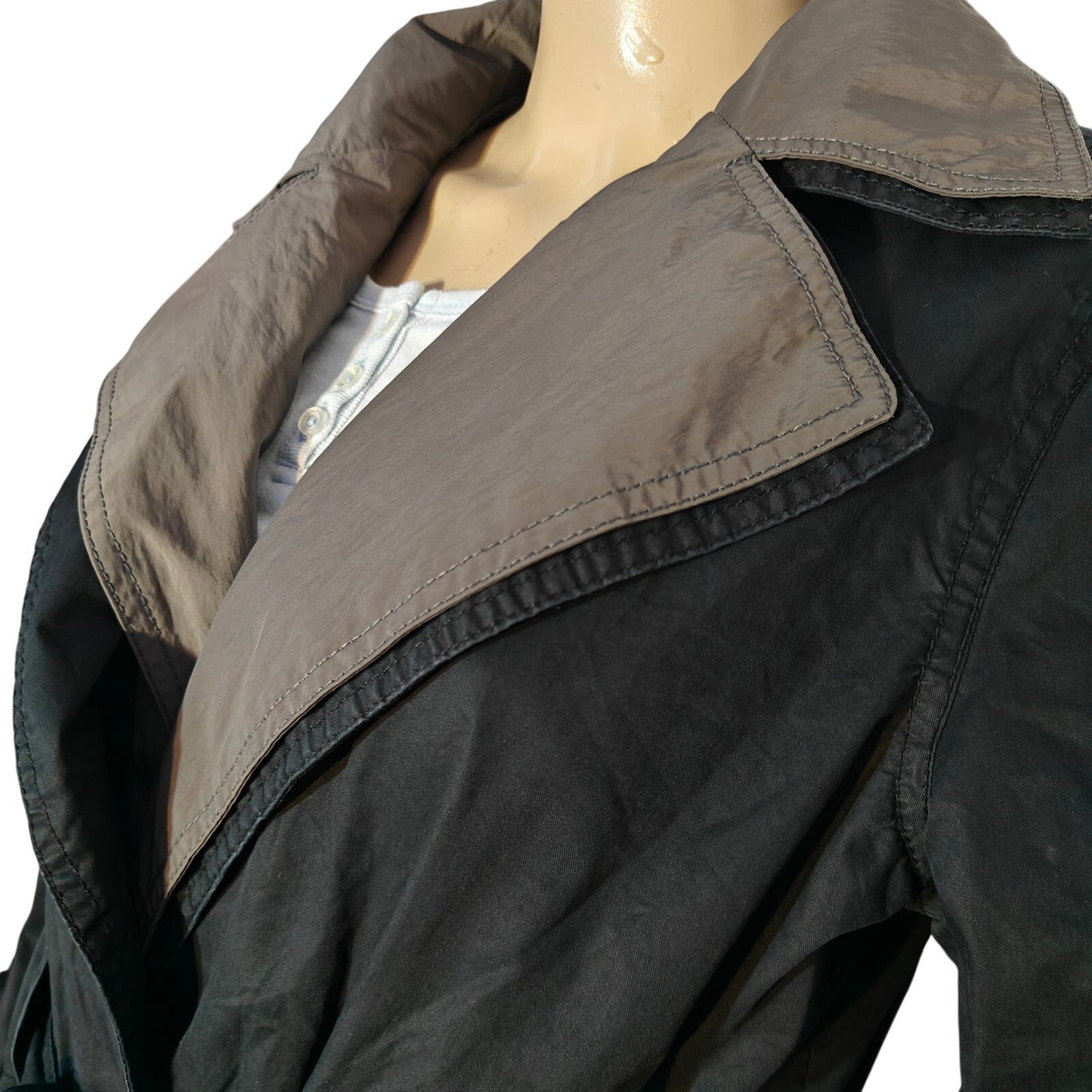 Kenneth Cole New York Reversible Belted Raincoat Black/Gray Women’s M