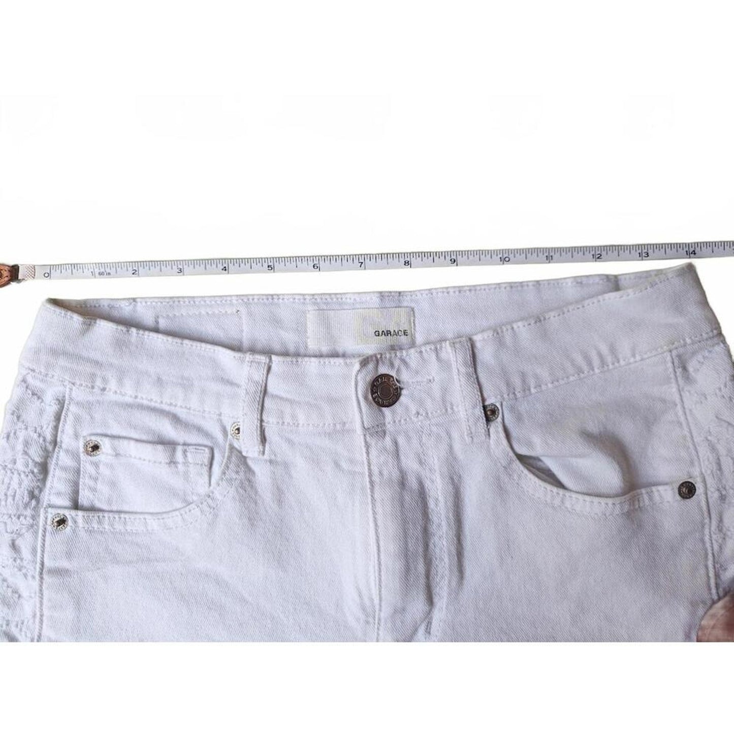 Garage White Retro High Rise Denim Shorts Size 5