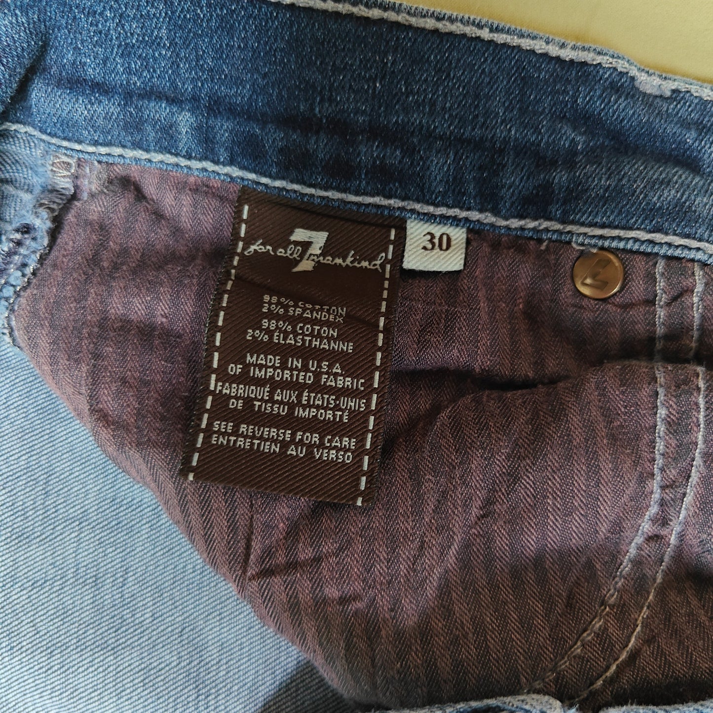 7 For All Mankind Slim Trouser Jeans Women’s Size 30 Dark Wash Denim