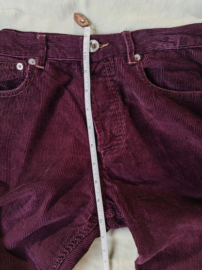 APC Burgundy Corduroy Straight Leg Pants - Size 30