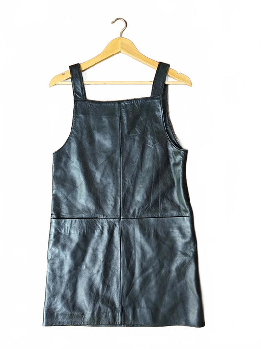 Maje Black Leather Dress with Front Pockets - Size 1