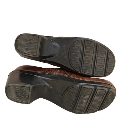 Dansko brown leather slip-on comfort heels, woven detail EU 40