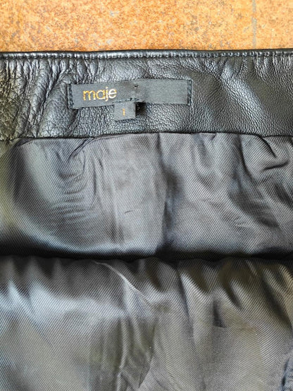 Maje Black Leather Dress with Front Pockets - Size 1