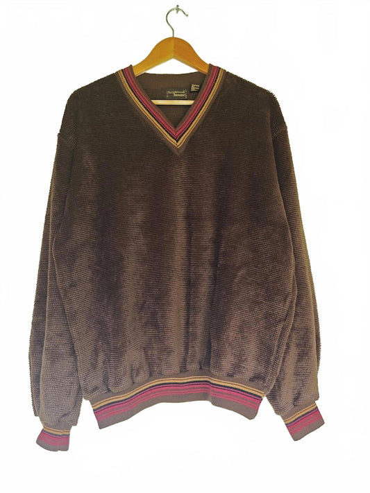 Vintage 70s/80s Heywood House Brown V-Neck Sweater XL