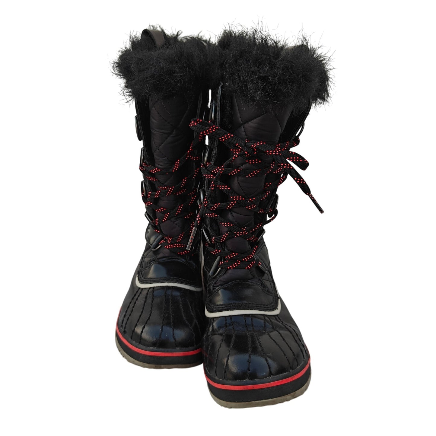 Sorel Tofino II Quilted Waterproof Snow Boots Black/Red Trim Women’s 7