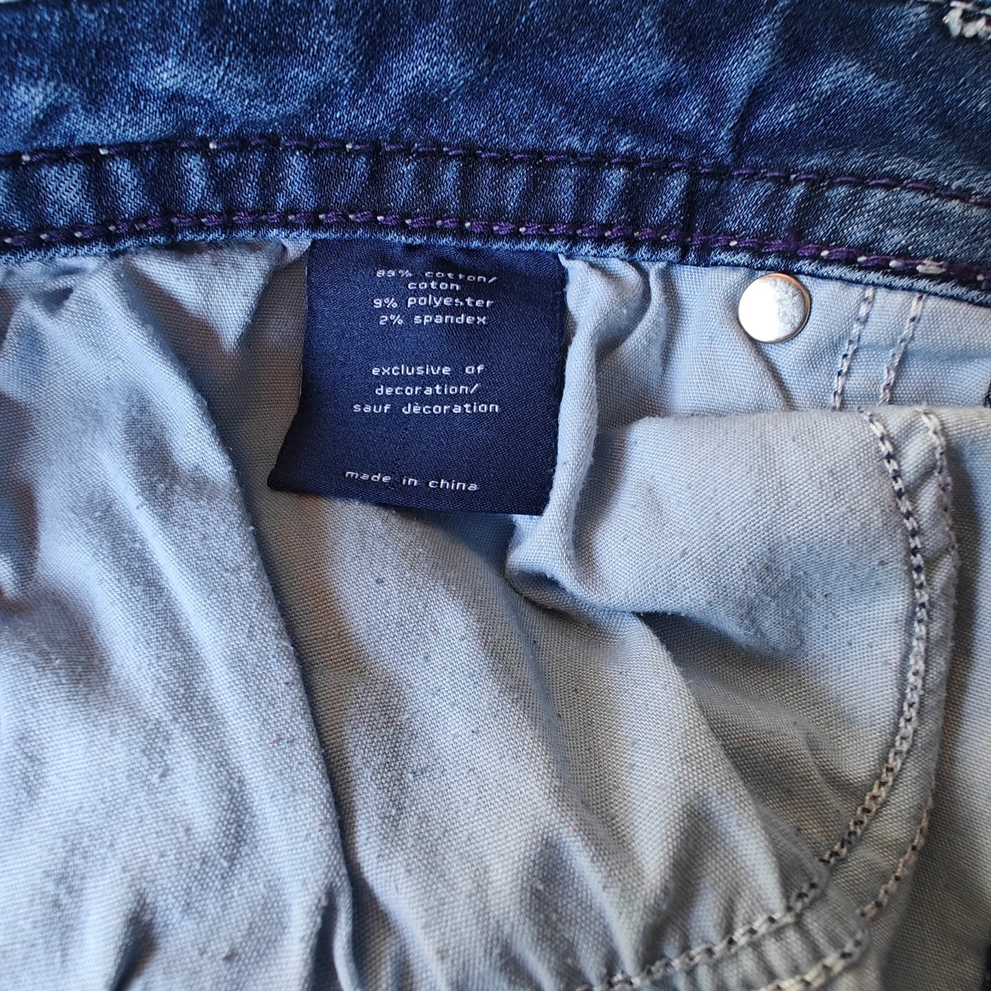 Vigoss Chelsea Skinny Jeans Blue Mid Rise Contrast Stitching Women’s