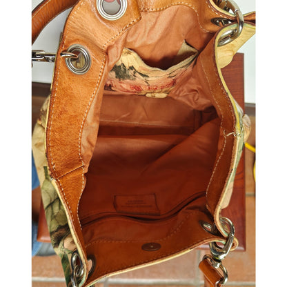 Maurizio Taiuti Made in Italy Floral-Print Leather Hobo Shoulder Bag – Yellow/Multi, Boho Slouchy Tote