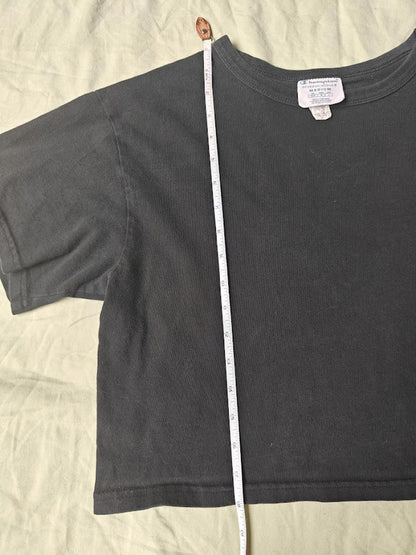 Champion Black Crop Tee With Pink/Blue Patch - Size M