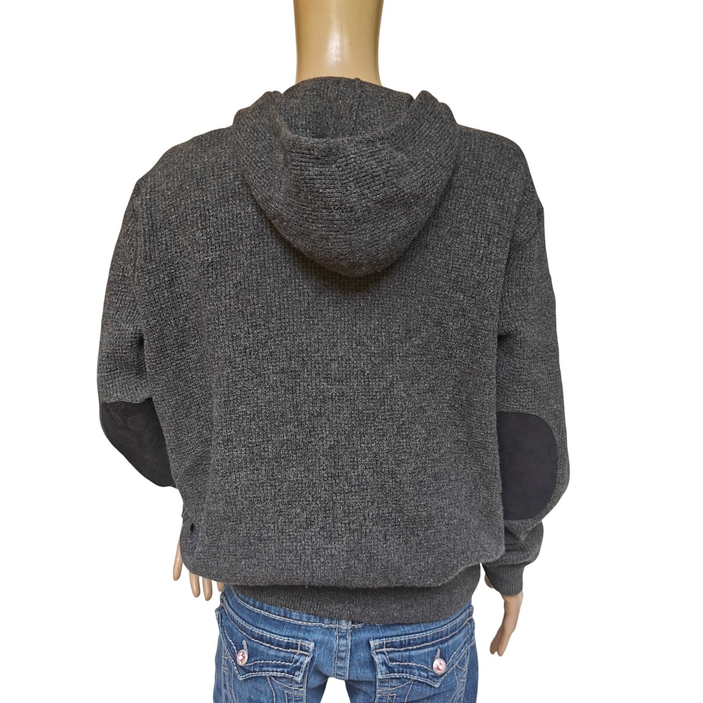 Polo Ralph Lauren 100% Merino Wool Zip Hoodie Sweater L Charcoal Gray