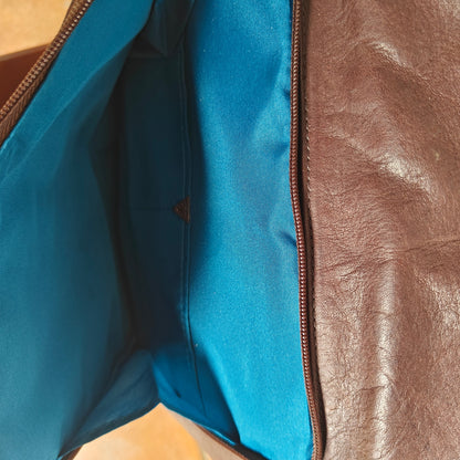 Solo Leather Tote Bag Brown Shoulder Work Laptop Carryall with Front Pocket