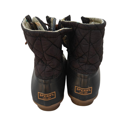 Sperry Saltwater Quilted Duck Boots – Black, Waterproof, Lace & Zip Size 8.5