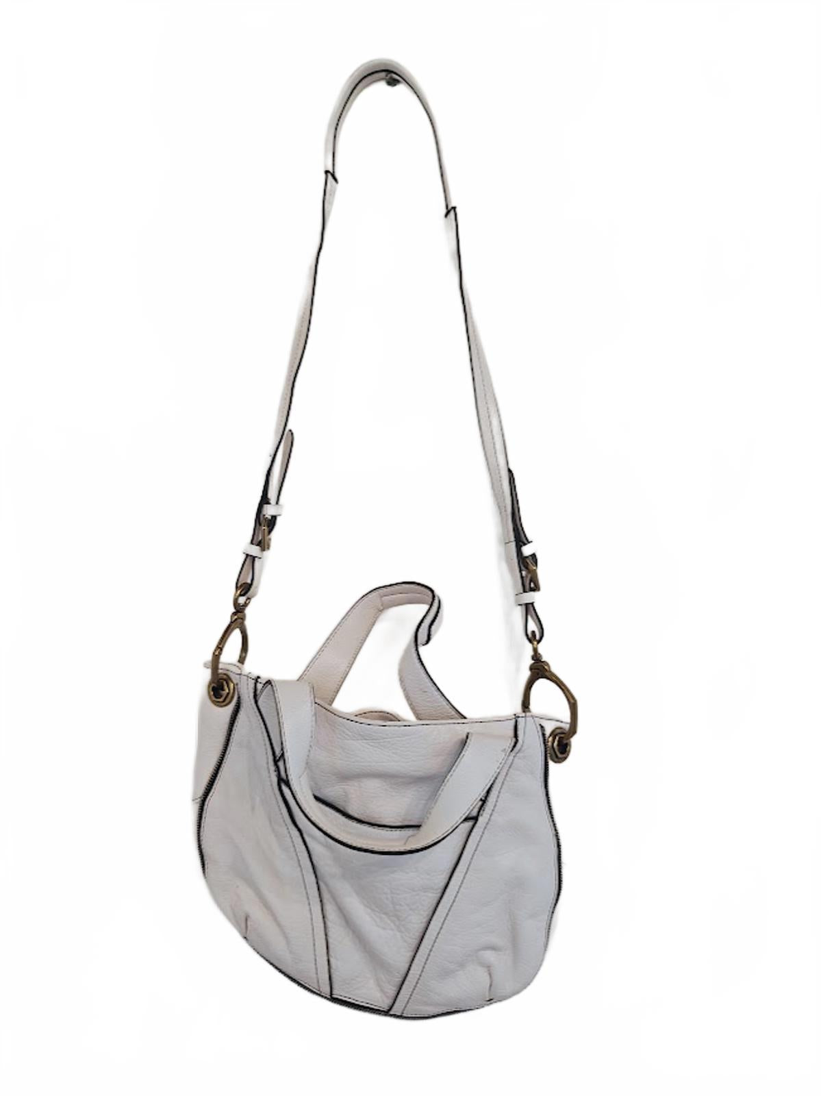 Oryany White Leather Shoulder Bag with Gold Hardware