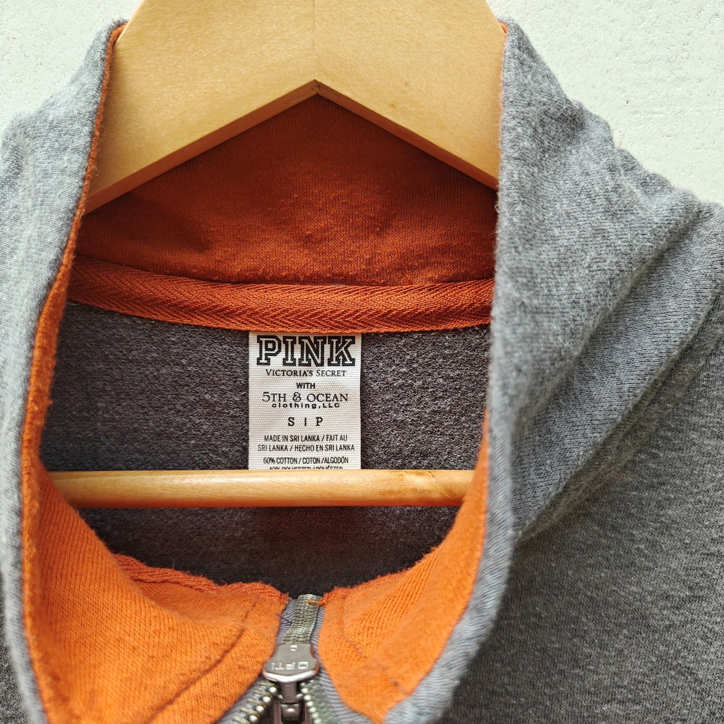 Victoria’s Secret PINK Texas Longhorns Quarter Zip Hoodie Gray Orange Size S