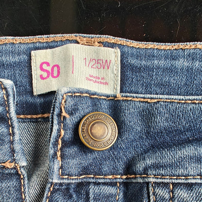 SO Button-Front Denim Mini Skirt Dark Wash Juniors 1/25W High Rise