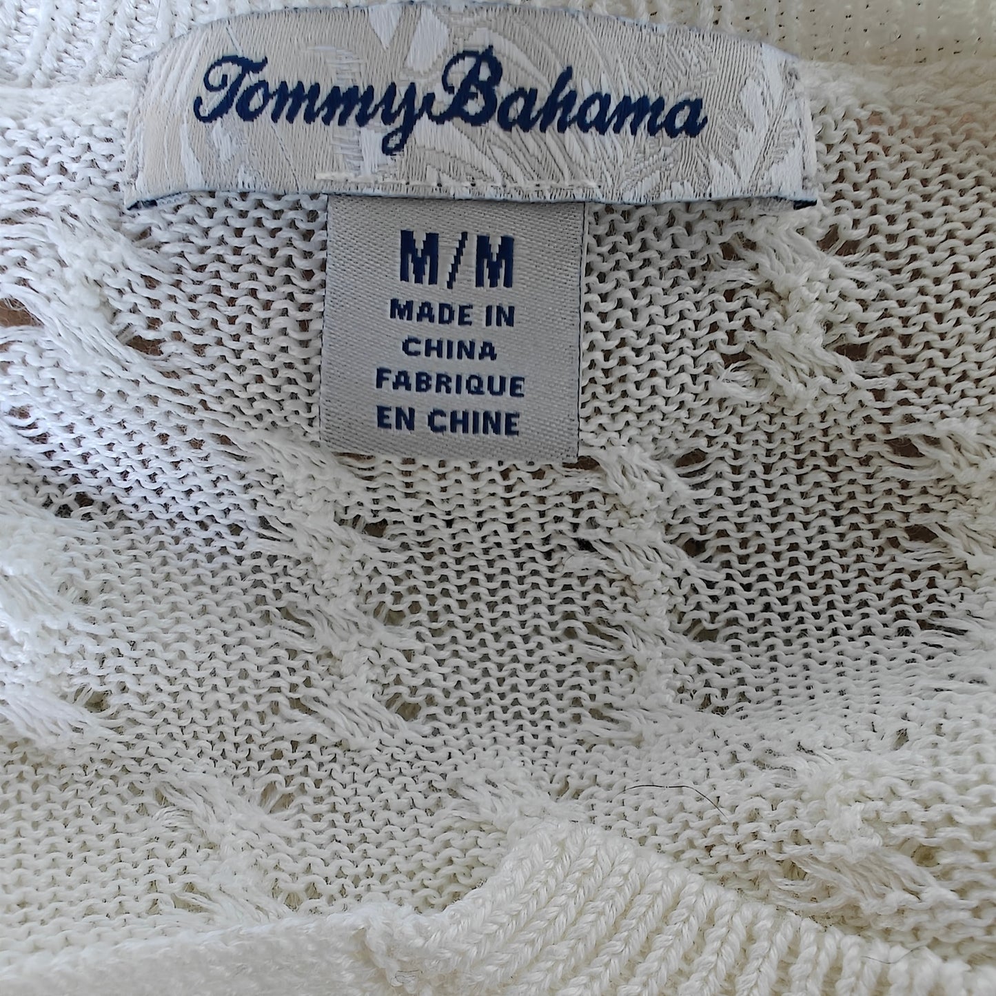 Tommy Bahama White Open-Knit V-Neck Sweater Cover-Up | Women’s M