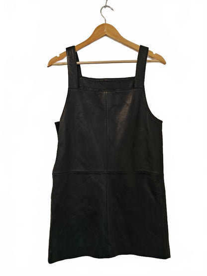 Maje Black Leather Dress with Front Pockets - Size 1