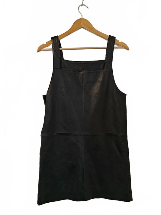 Maje Black Leather Dress with Front Pockets - Size 1