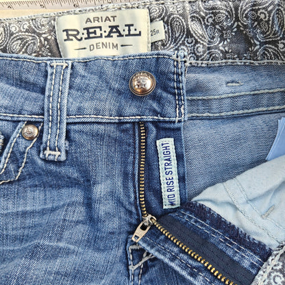 Ariat REAL Denim Mid Rise Straight Jeans Women’s 25R Blue