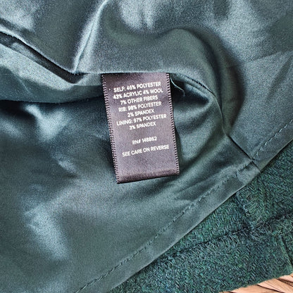 Torrid Green Fit & Flare Wool Blend Coat Zip Front Military Style Size 0