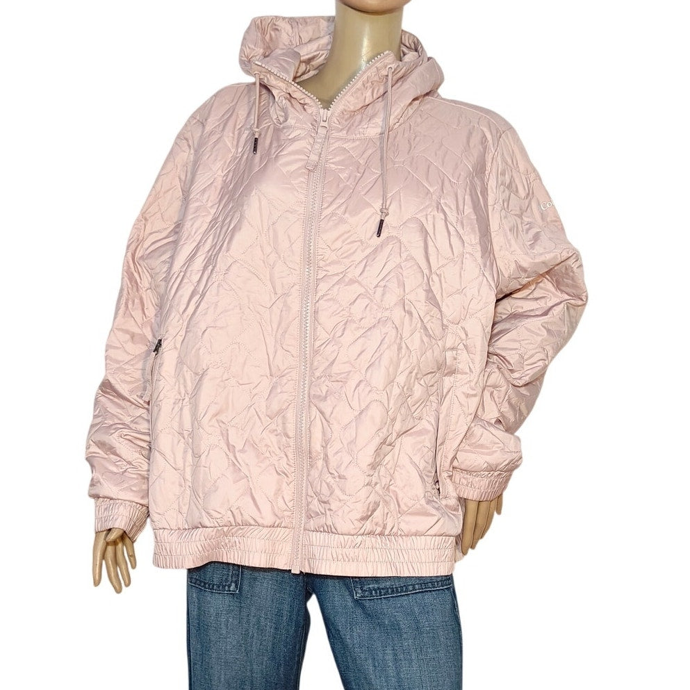 Columbia Pink Quilted Hooded Jacket Women’s 3X Plus Zip Puffer Coat