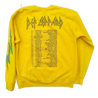 Def Leppard Rock N Roll Yellow Graphic Band Sweatshirt Retro Concert Pullover