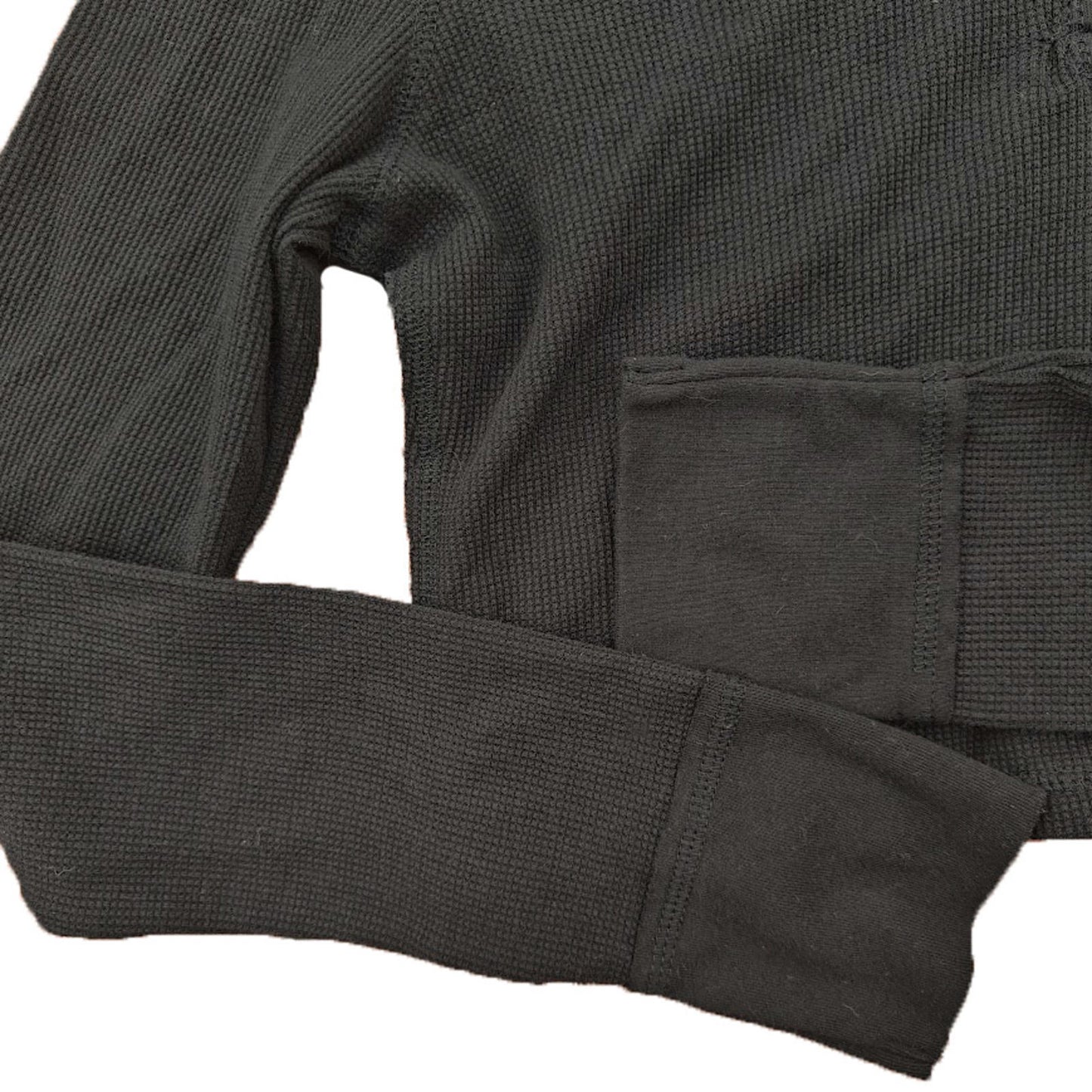 Aeropostale Black Waffle Knit Hoodie Women’s Large Lightweight Henley Pullover