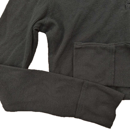 Aeropostale Black Waffle Knit Hoodie Women’s Large Lightweight Henley Pullover