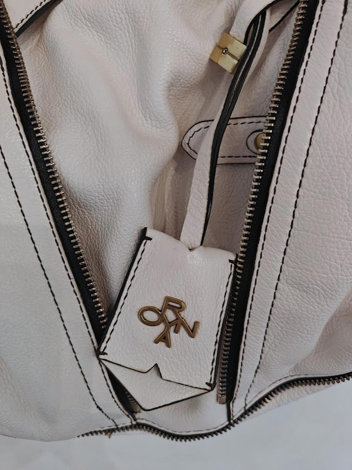 Oryany White Leather Shoulder Bag with Gold Hardware