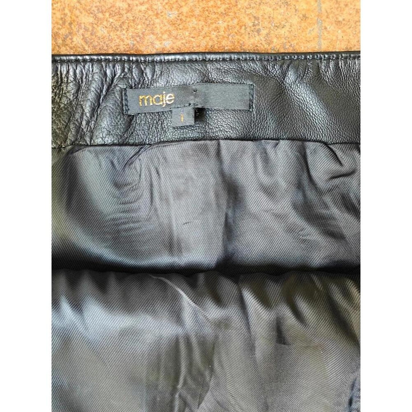 Maje Black Leather Dress with Front Pockets - Size 1