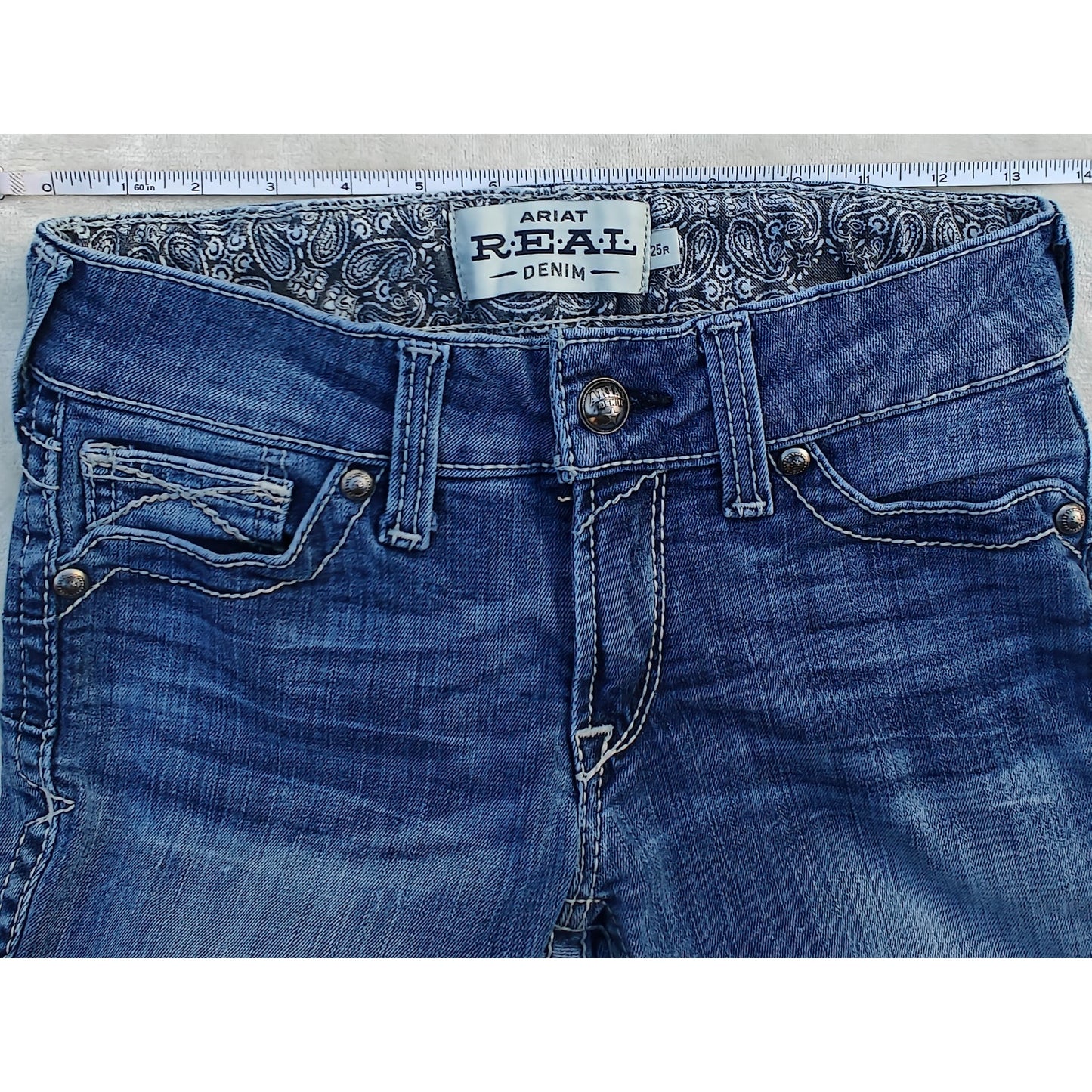 Ariat REAL Denim Mid Rise Straight Jeans Women’s 25R Blue